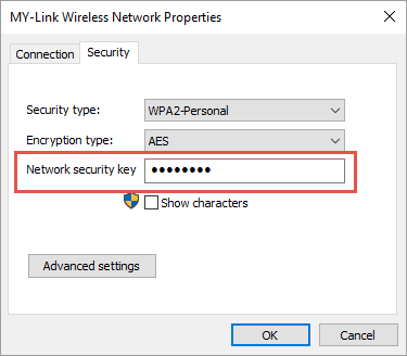 View Wi-Fi Security Key Under Security Tab
