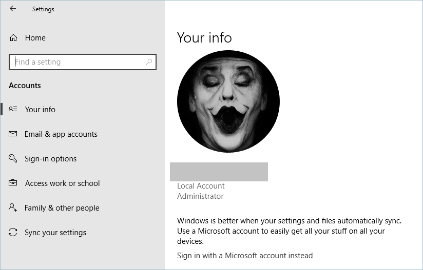 Viewing User Account In Windows 10