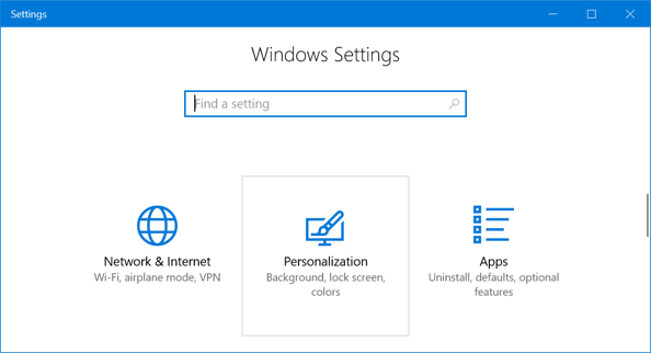 Windows Personalization Settings