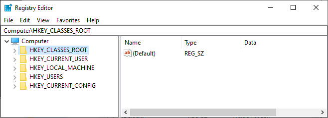 Windows Registry Editor Root Keys