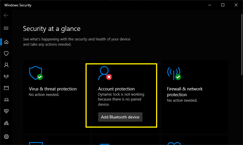 Windows Security Error for Dynamic Lock