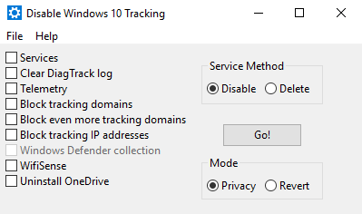02 - windows 10 privacy tool - disable win tracking