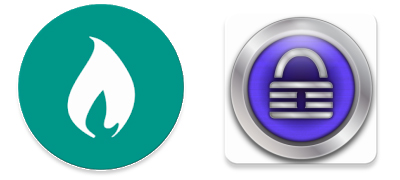 screenshot of two apps one with a flame and one with a lock
