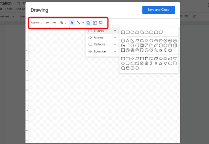 Using tools in Google Drawing