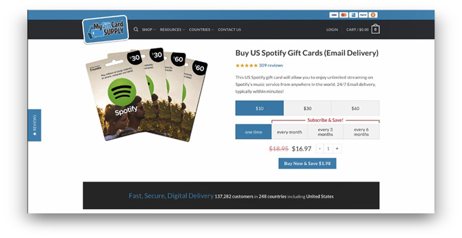 how to pay for spotify premium outside the us- Buy Page Spotify Gift cards