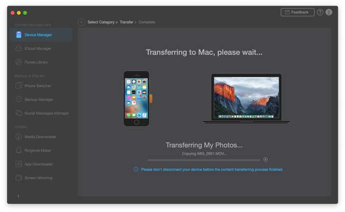 transferring data from iphone to mac