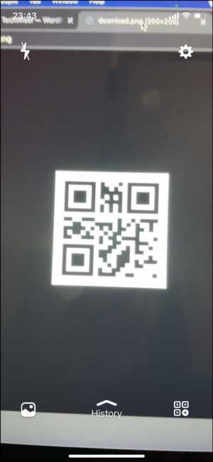 qr code reader with a history tab feature