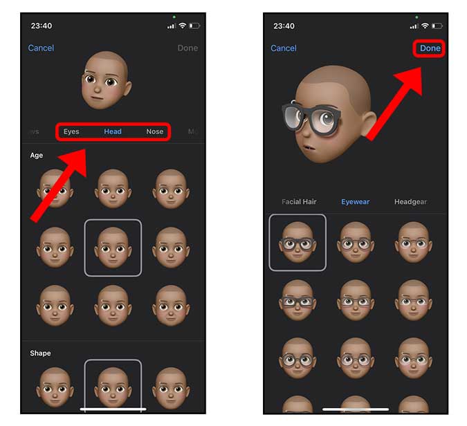 edit your memoji in the Memoji editor and save it.