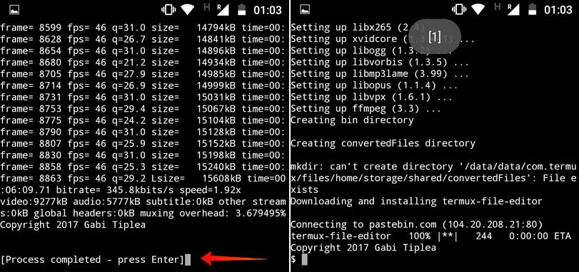 convert video on android with FFmpeg Using Termux