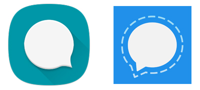 Signal and QKSMS app icon in the image