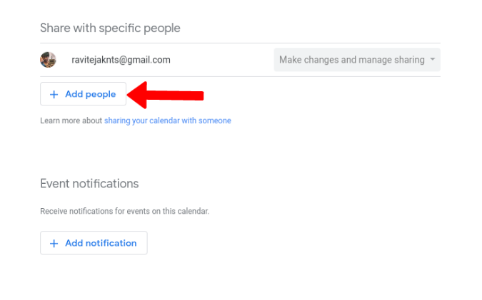 Adding people to join in the calendar on Google Calendar