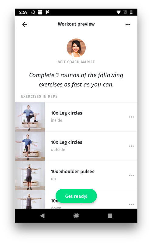 workout apps for android and ios- 8fit app