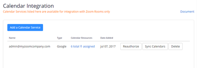 Google Calendar integrated into Zoom 