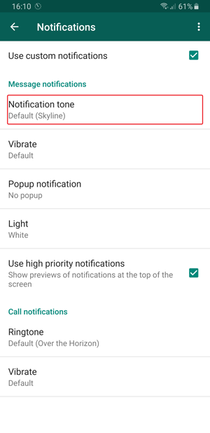 whatsapp custom notification- tone