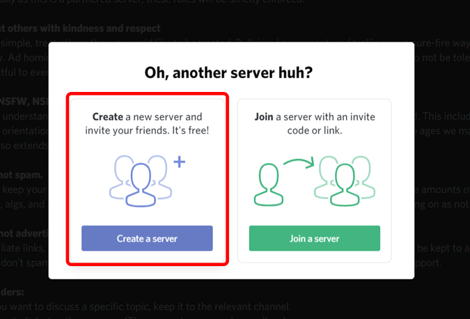creating a server on discord 