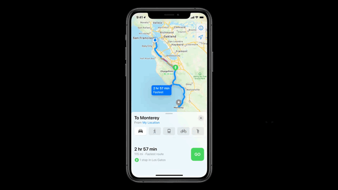 EV Rounting features on Apple Maps