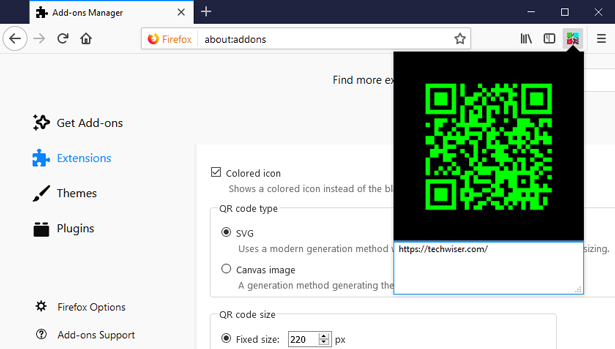 Offline QR code generator- Firefox extension