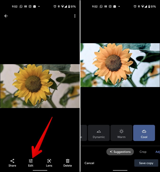 edit suggestions in Google Photos 