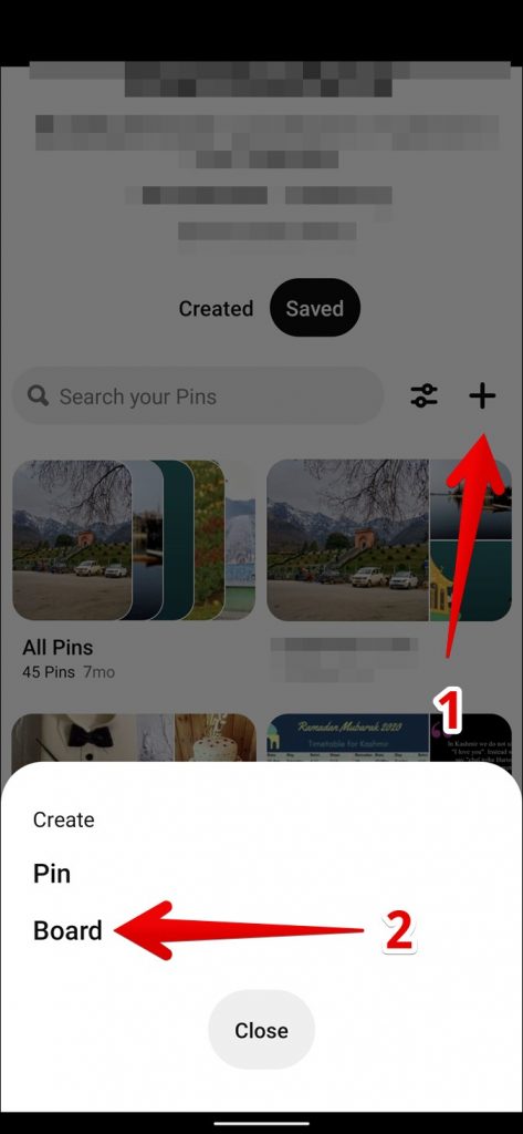 Create Pinterest Board for business from mobile