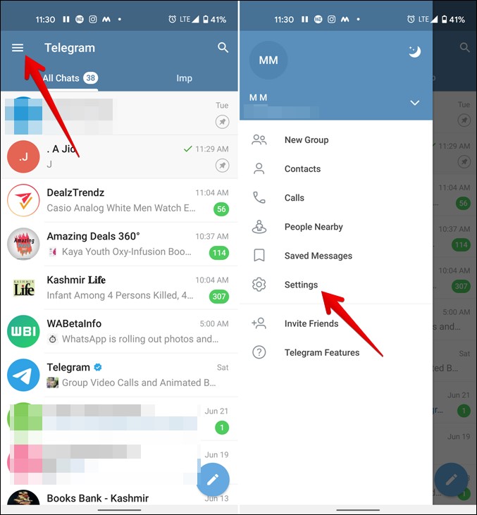 Telegram Settings Android