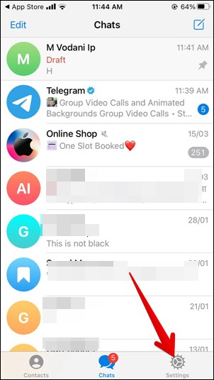 Telegram Settings iPhone