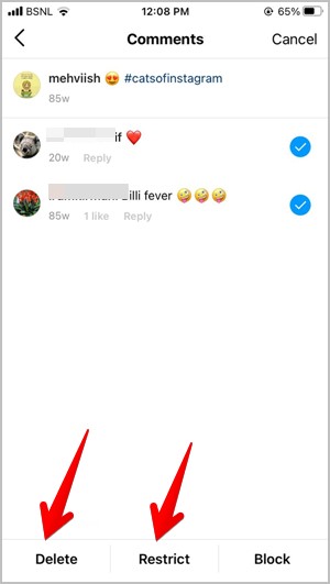 Instagram Manage Comments iPhone Delete