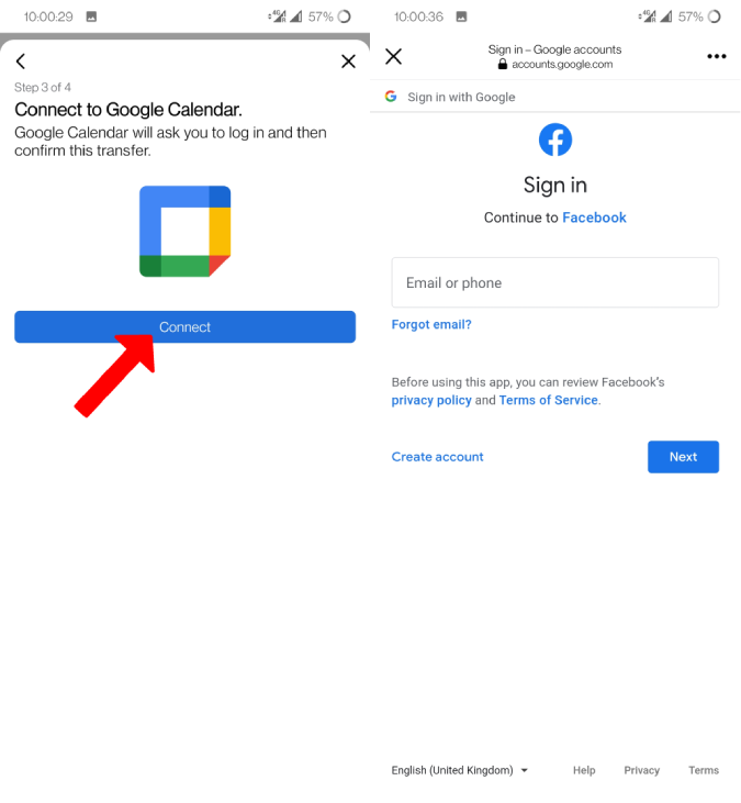 Connecting Google Calendar to Facebook 