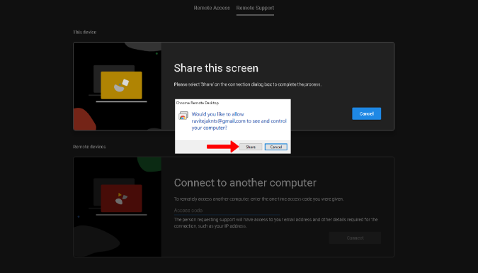 Alowing permission to share screen on Windows