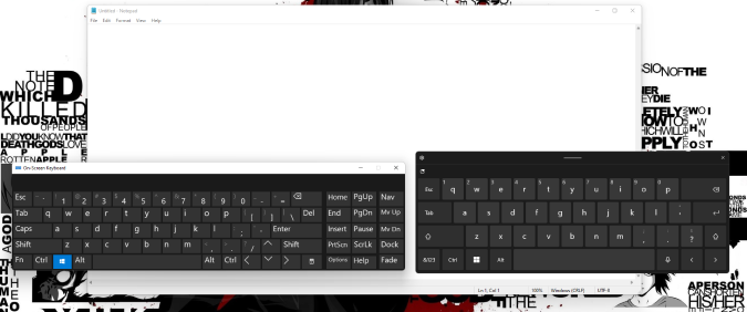 On-screen Keyboard and Touch Keyboard comparison in windows 11
