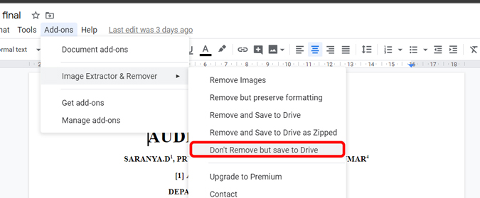 clicking on don't remove but save to drive to save images to drive