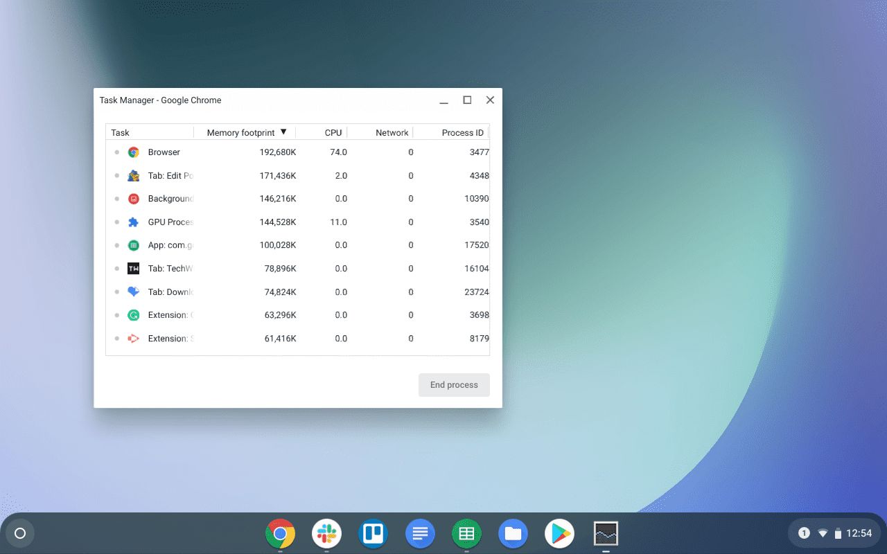 Kill the apps using task manager on chromebook