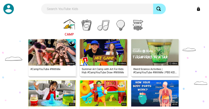 YouTube Kids home page on Chromebook