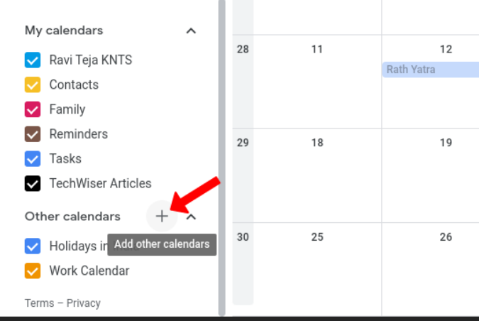 Adding new calendar on Google Calendar