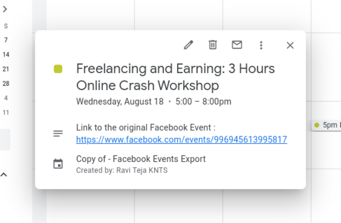 Facebook events on Google Calendar 