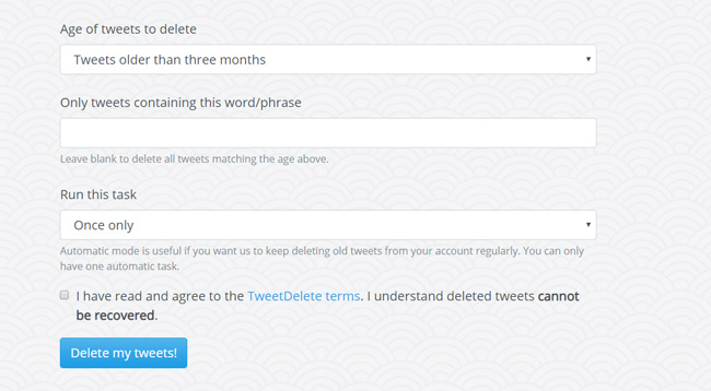 Deleting Tweets using TweetDelete