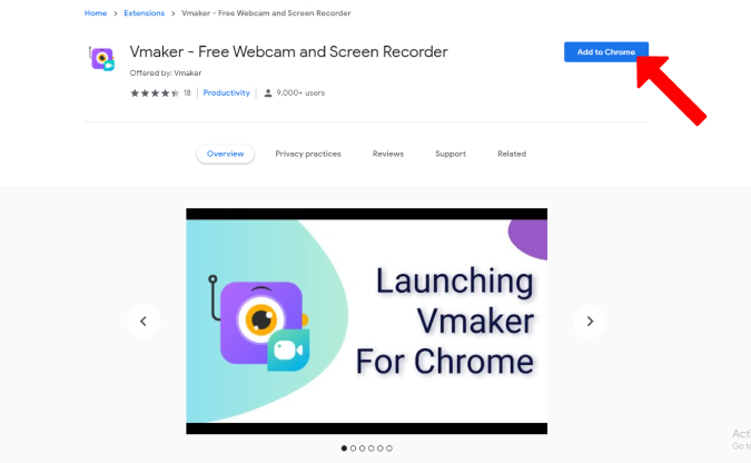 Downloading Vmaker Chrome extensions 