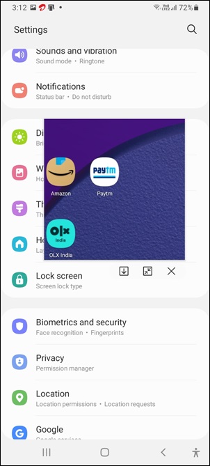 Samsung Close Pin to Screen