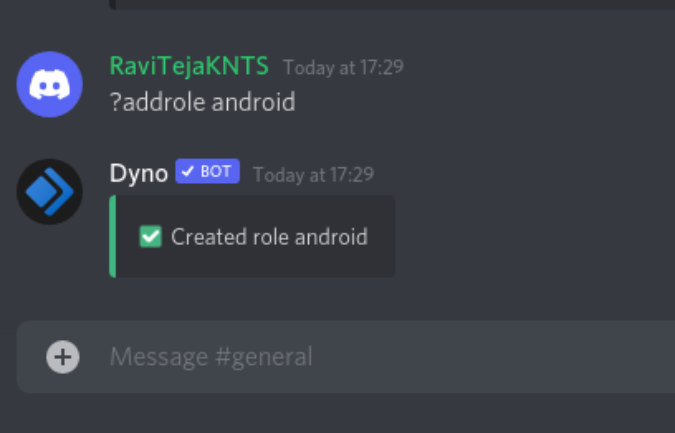 Created a new role using Dyno bot 