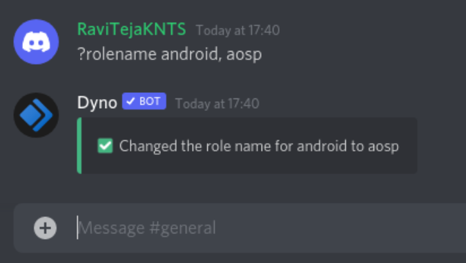 Changed the role name using Dyno bot 