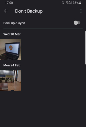 turning off back up and sync option for the folder in Google photos 