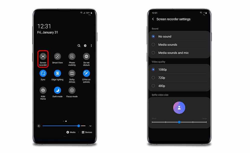 Native Screen Recording One UI 2.0