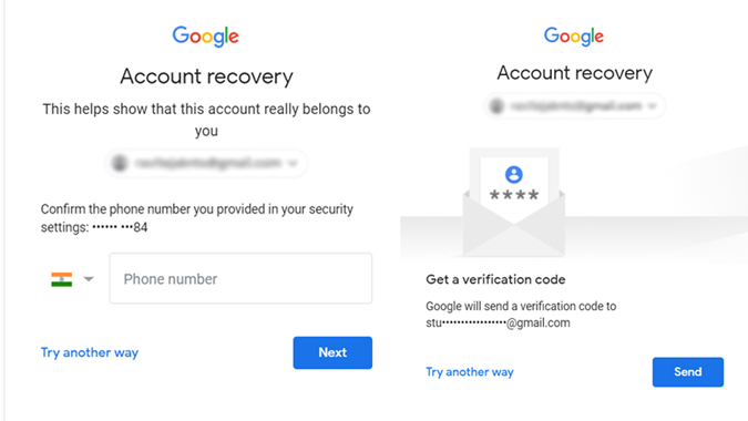 Answer questions to login to Google