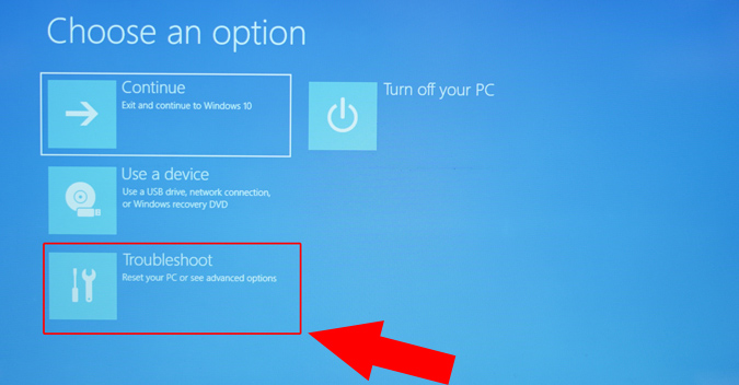 troubleshoot steps in windows 10 restart