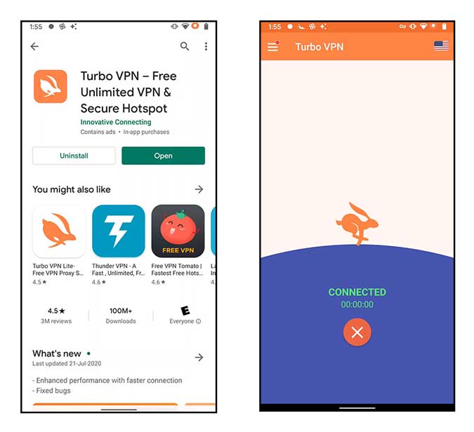 VPN connected on android