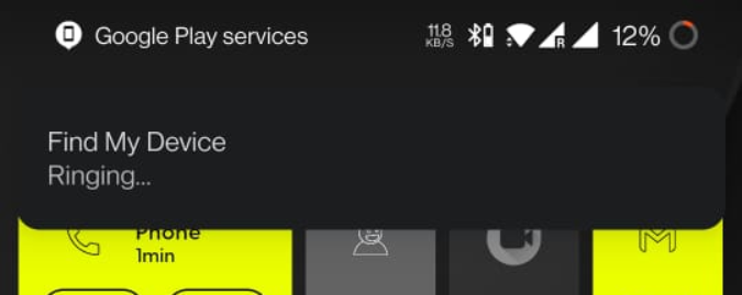 Find My Device notification on Android