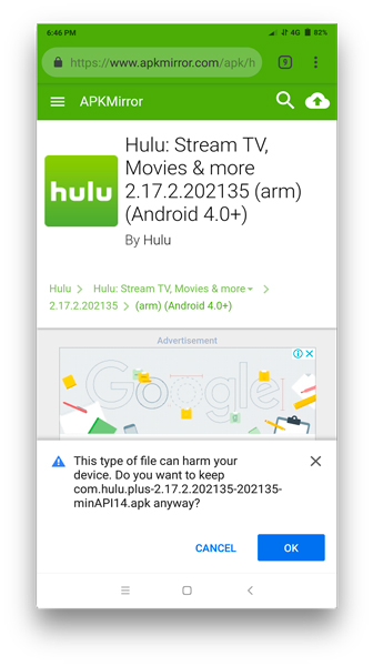  Hulu app from APK mirror