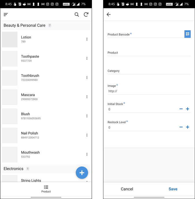 app and form to add data to app