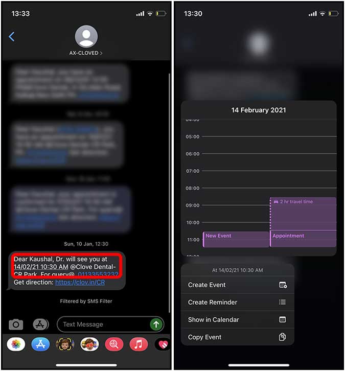 Event Suggestions in the iMessage app
