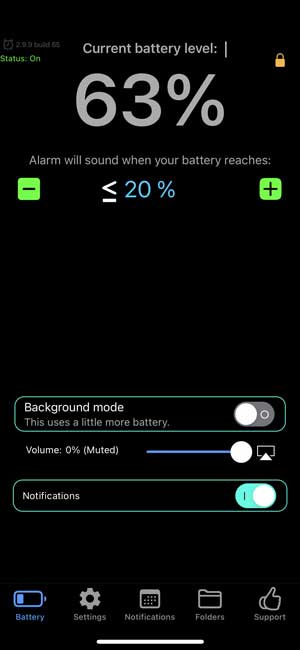 battery alarm to remind you about iPhone battery level