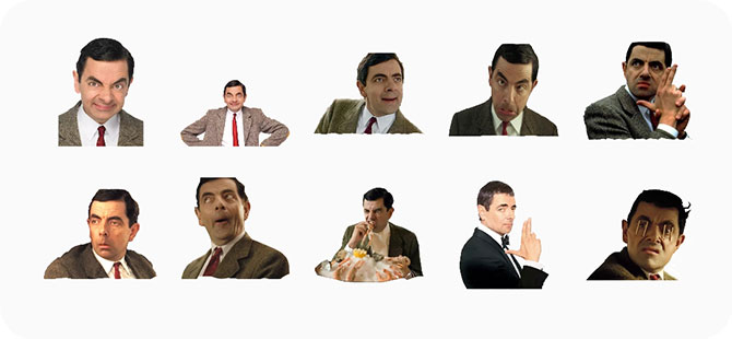 Screenshot of Mr Bean making different faces ranging from happy to plain goofy.,